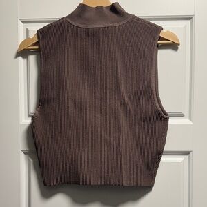 Babaton Taupe Sculpt Knit Ribbed Top